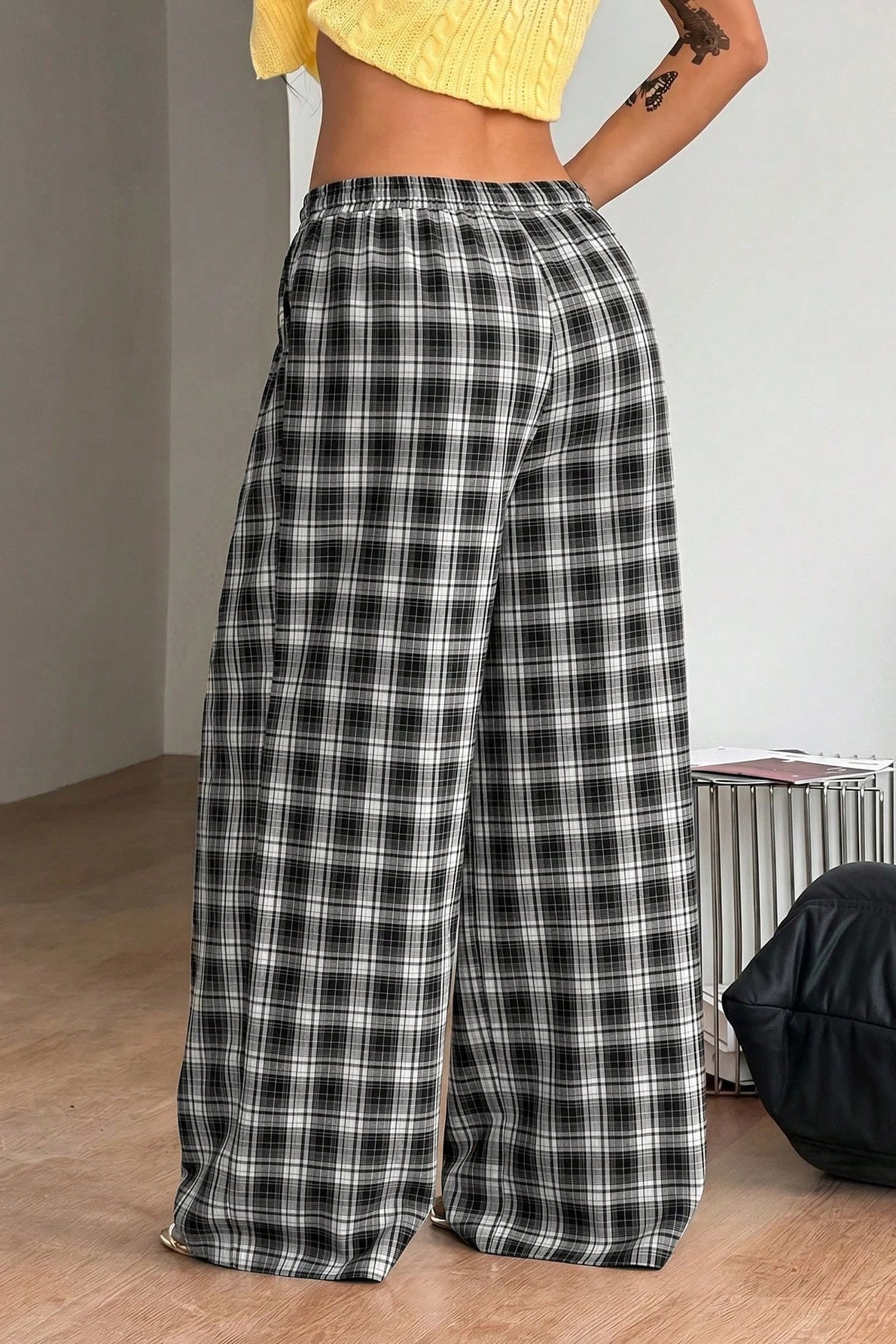 ZEYA - Jessica Plaid Wide Leg Drawstring Pants