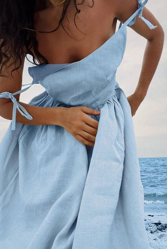 ZEYA - Joanna Backless Tie-Strap Midi Dress
