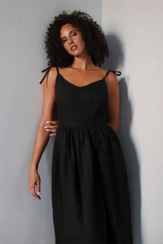 ZEYA - Joanna Backless Tie-Strap Midi Dress