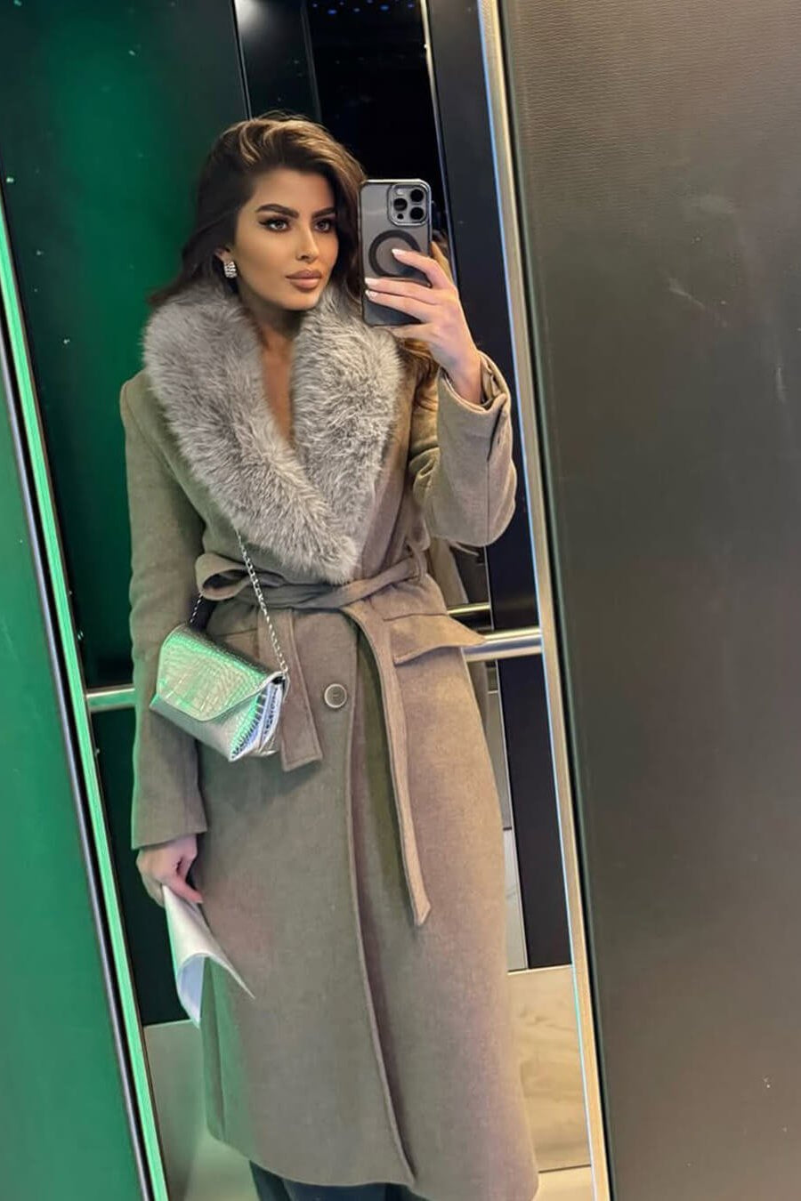 ZEYA - Josie Faux Fur Collar Maxi Coat