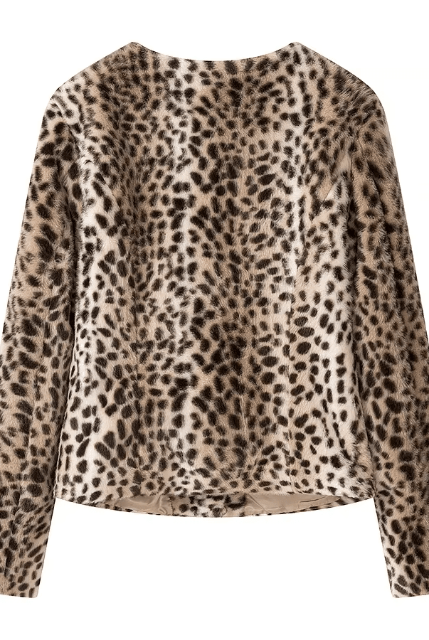 ZEYA - Katie Leopard Faux Fur Cropped Jacket
