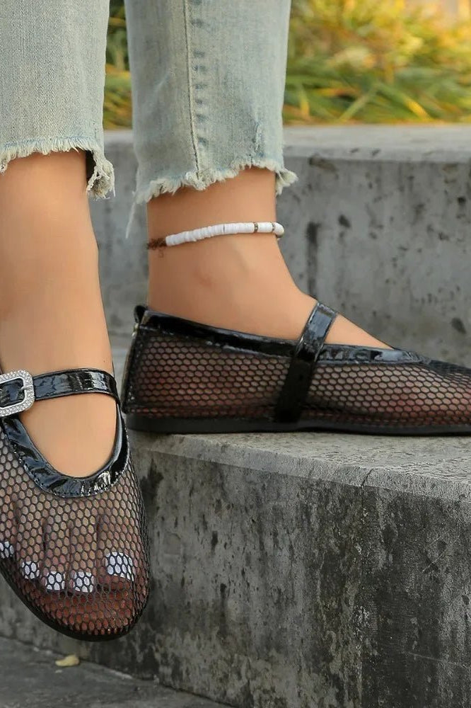 ZEYA - Kenza Mesh Mary Jane Ballet Flats