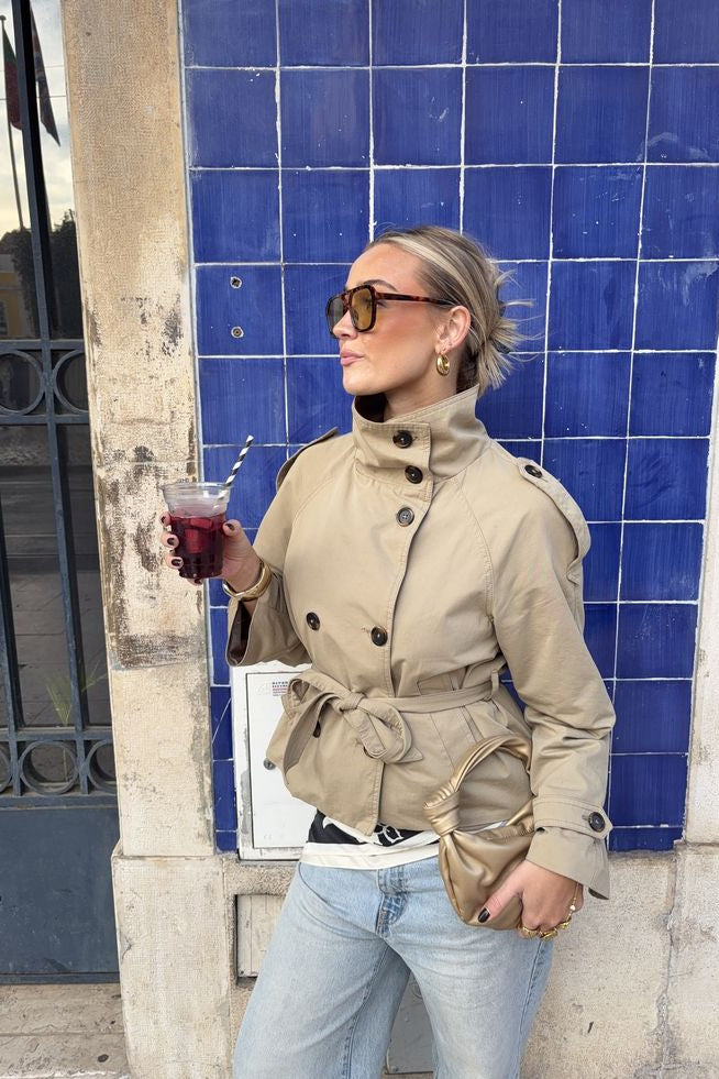ZEYA - Kiarra Stand Collar Crop Trenchcoat