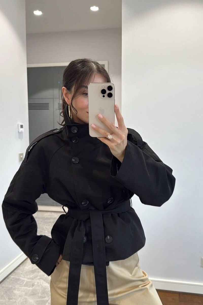 ZEYA - Kiarra Stand Collar Crop Trenchcoat