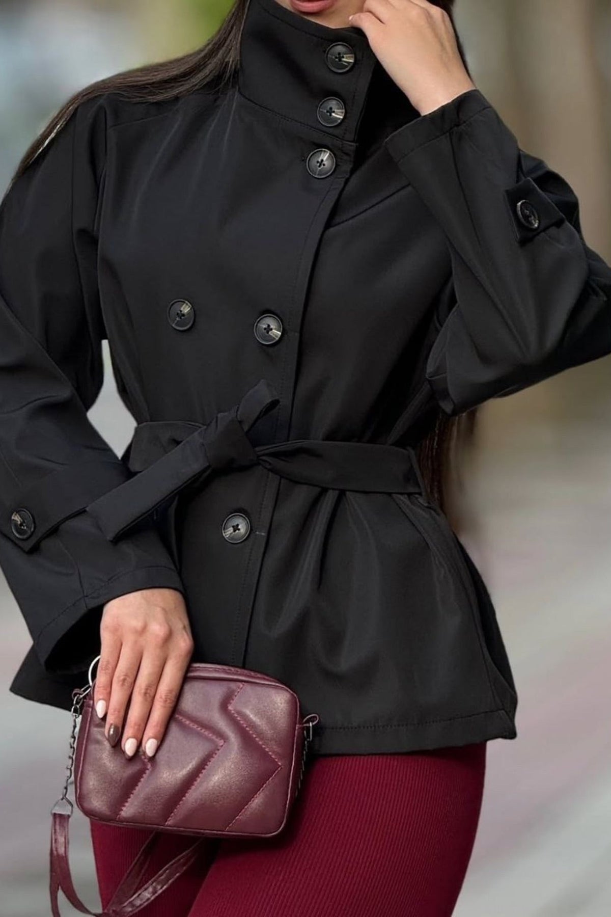 ZEYA - Kiarra Stand Collar Crop Trenchcoat