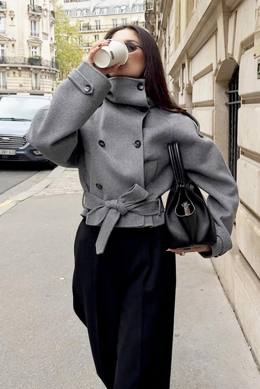 ZEYA - Lara Stand Collar Short Trench Coat