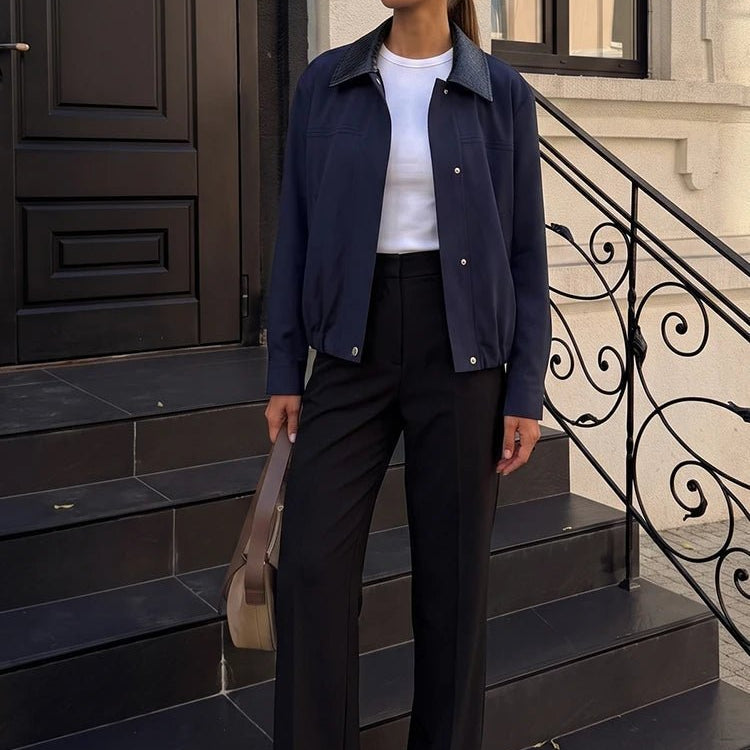 ZEYA - Layla Contrast Collar Bomber Jacket