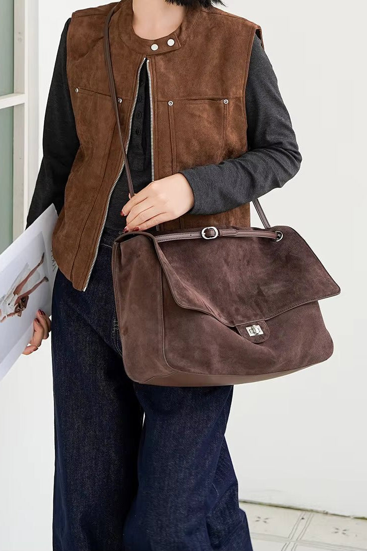 ZEYA - Lena Frosted Cowhide Retro Tote Bag