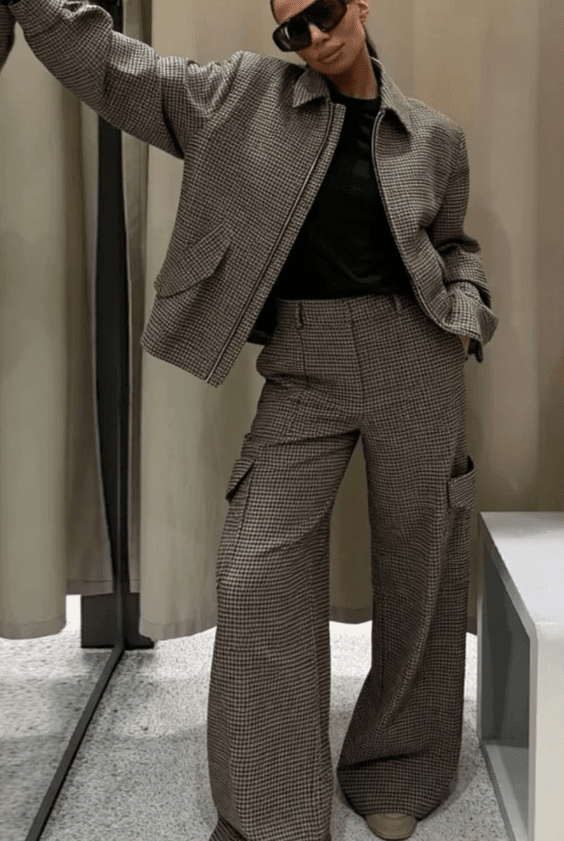 ZEYA - Lily Houndstooth Padded Blazer Set