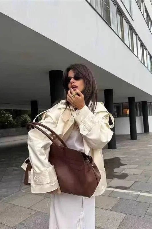 ZEYA - Linda Retro Double-Button Windbreaker Jacket