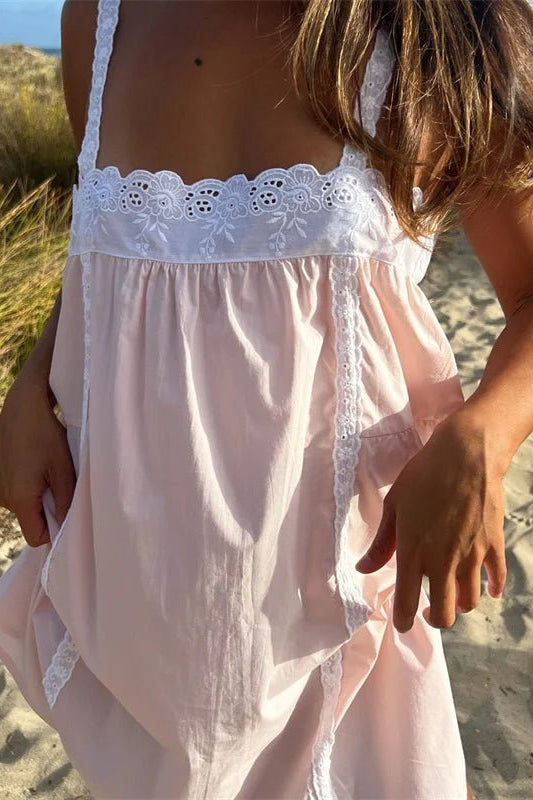 ZEYA - Liora Lace Trim Babydoll Mini Dress