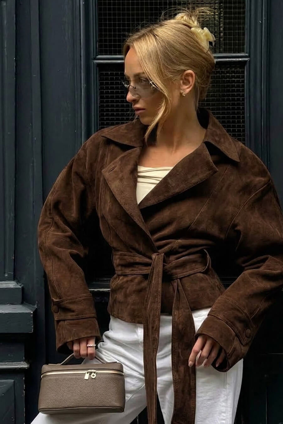 ZEYA - Lisa Faux Suede Belted Wrap Jacket