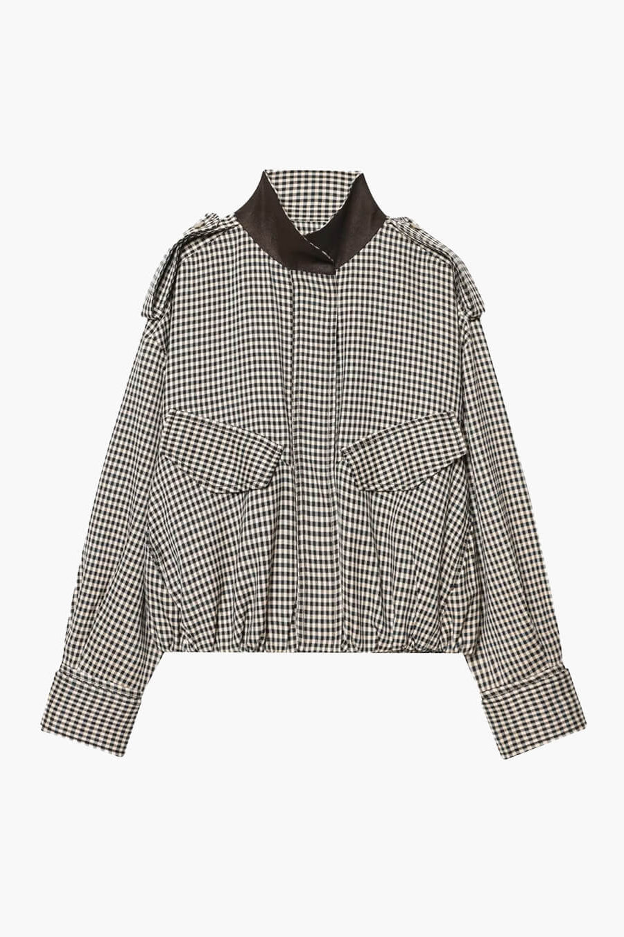 ZEYA - Lisa High Neck Checked Bomber Jacket