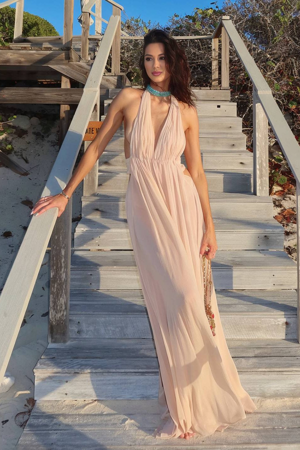 ZEYA - Liza Deep Neck Maxi Dress