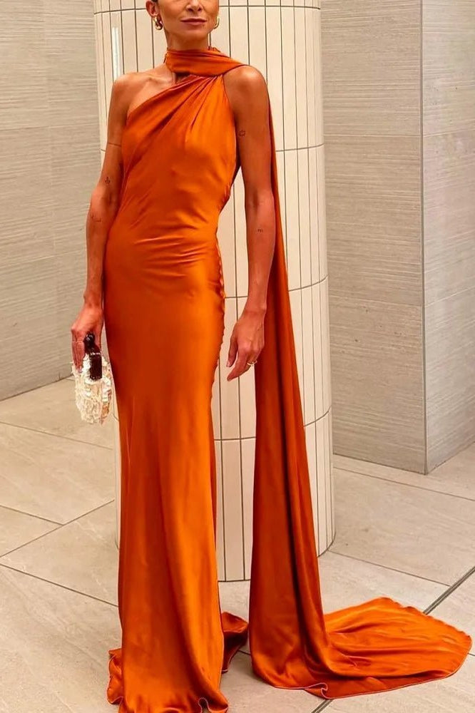 ZEYA - Loredana Halter Silk Satin Maxi Dress