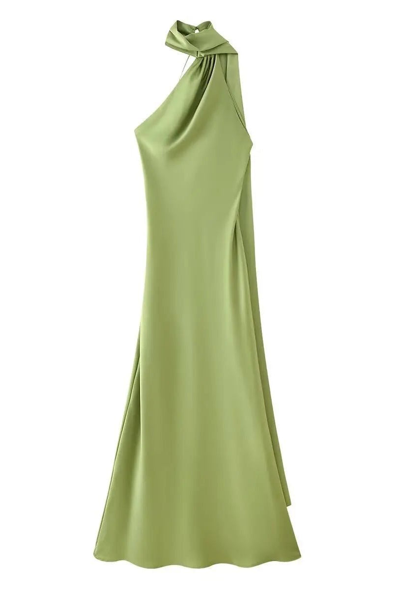 ZEYA - Loredana Halter Silk Satin Maxi Dress