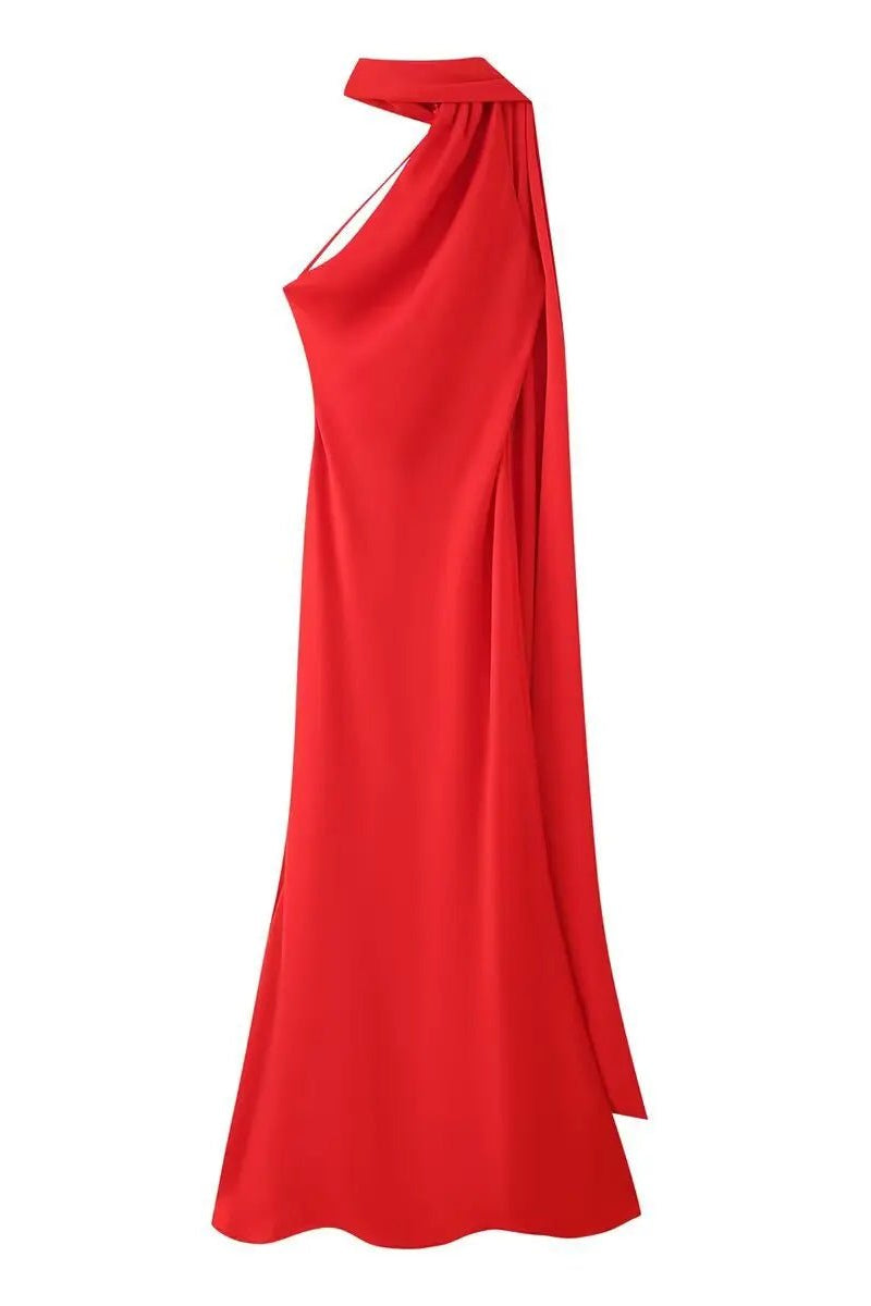 ZEYA - Loredana Halter Silk Satin Maxi Dress