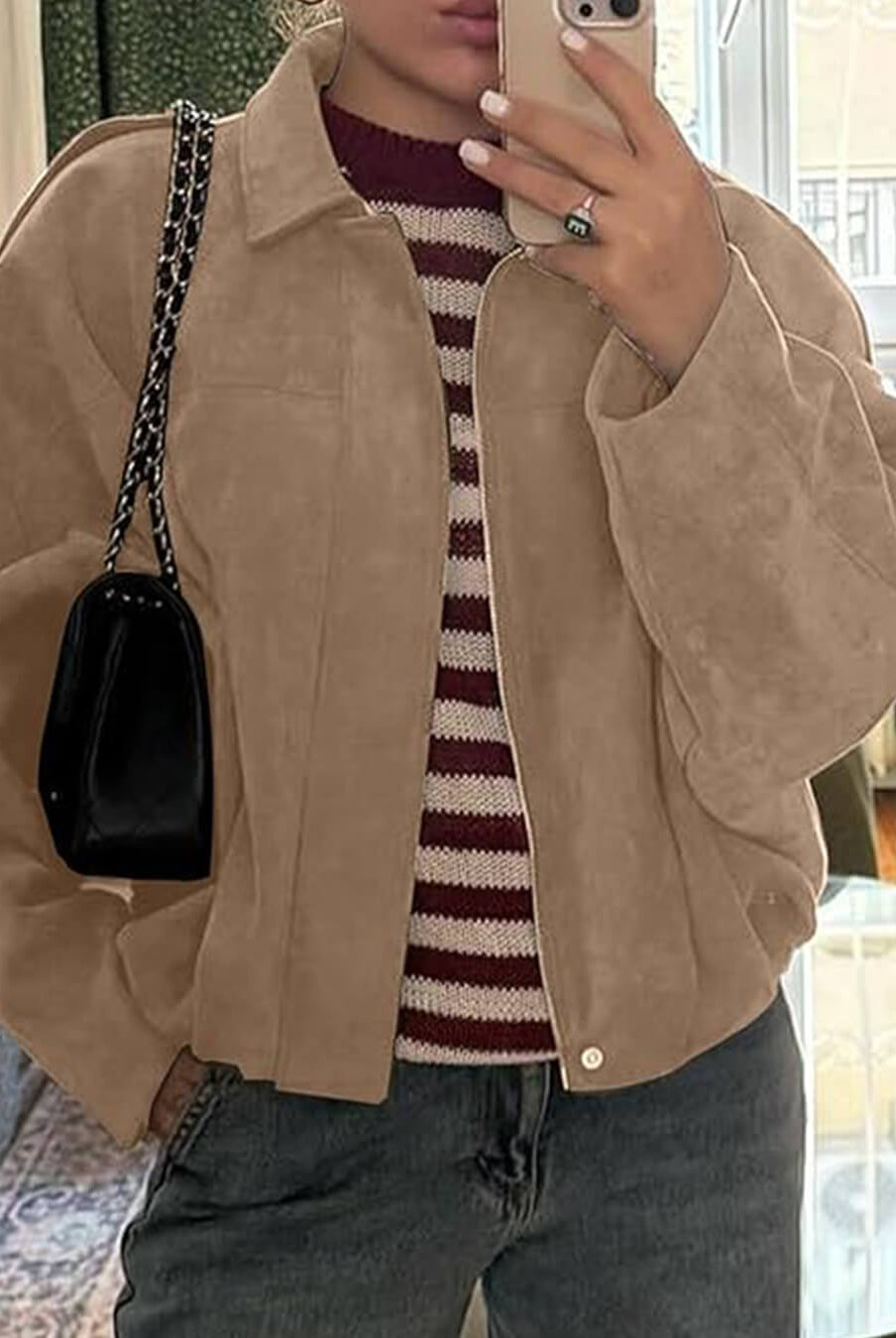 ZEYA - Lori Suede Bomber Jacket