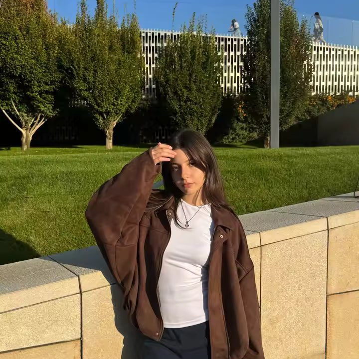 ZEYA - Lori Suede Bomber Jacket