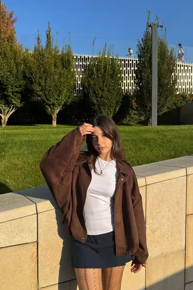 ZEYA - Lori Suede Bomber Jacket