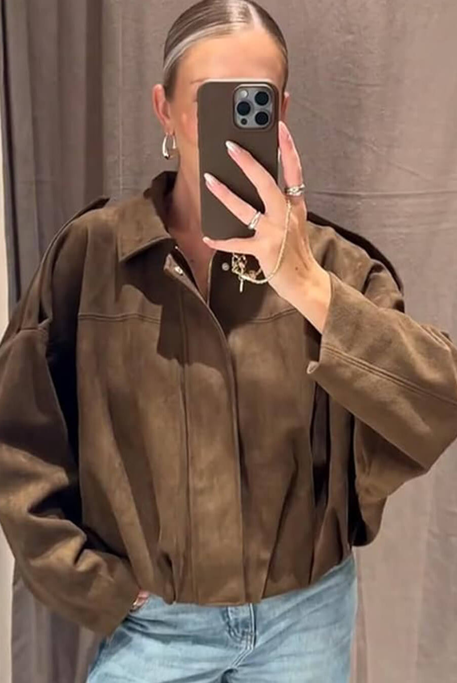 ZEYA - Lori Suede Bomber Jacket
