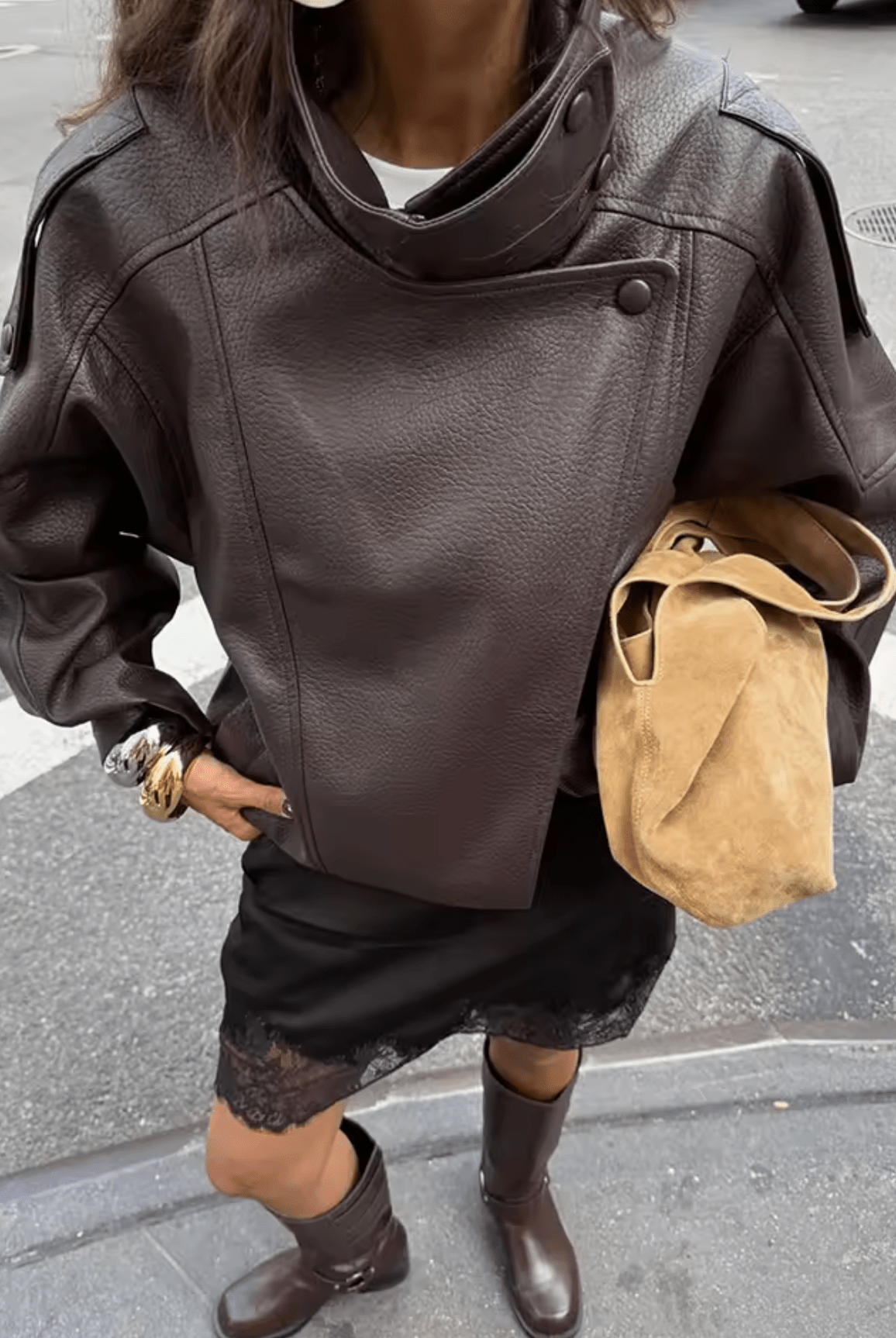 ZEYA - Lucille Asymmetrical Leather Jacket
