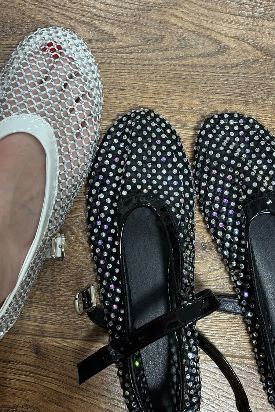 ZEYA - Marilyn Rhinestone Mesh Flat Shoes