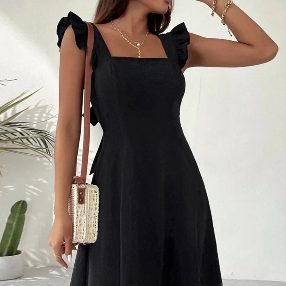 ZEYA - Mary Ruffle Tie-Back Mini Dress