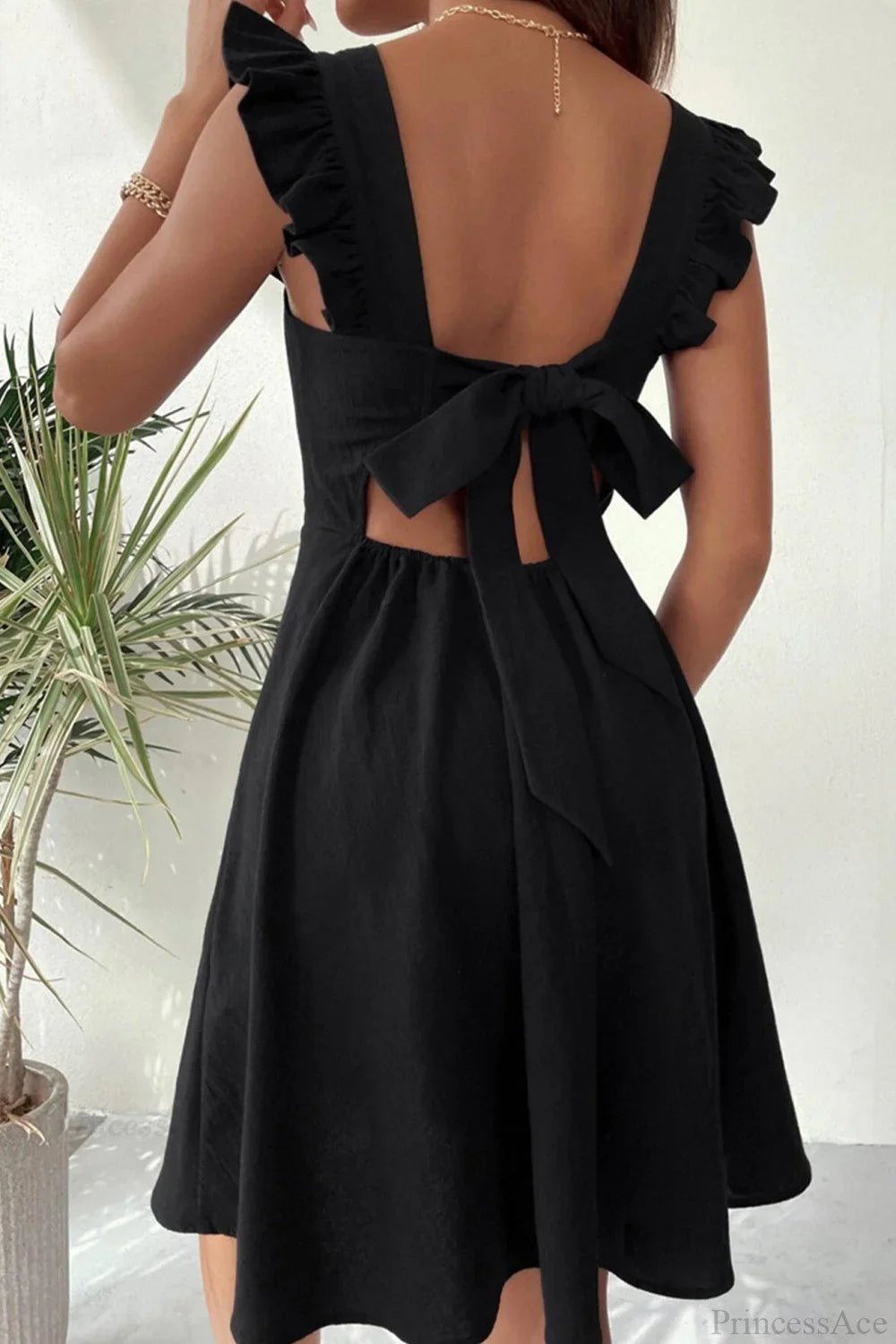 ZEYA - Mary Ruffle Tie-Back Mini Dress
