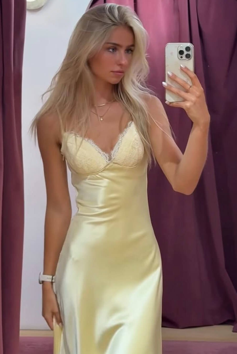 ZEYA - Melanie Satin Lace Midi Dress