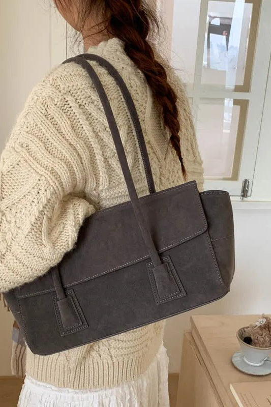 ZEYA - Melissa Vintage Faux Suede Shoulder Bag