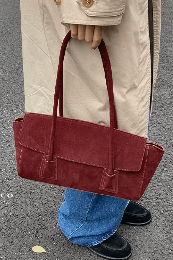 ZEYA - Melissa Vintage Faux Suede Shoulder Bag