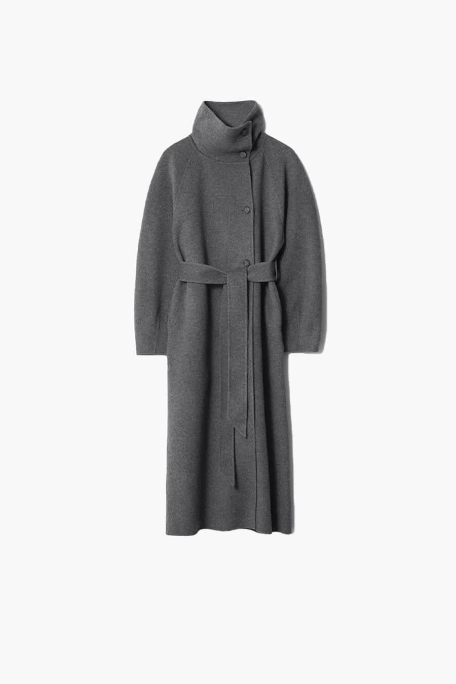 ZEYA - Meryl Stand Up Collar Belted Long Coat