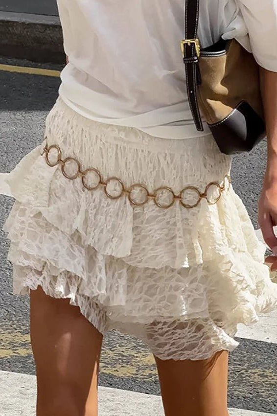 ZEYA - Mildred Tiered Lace Mini Skirt