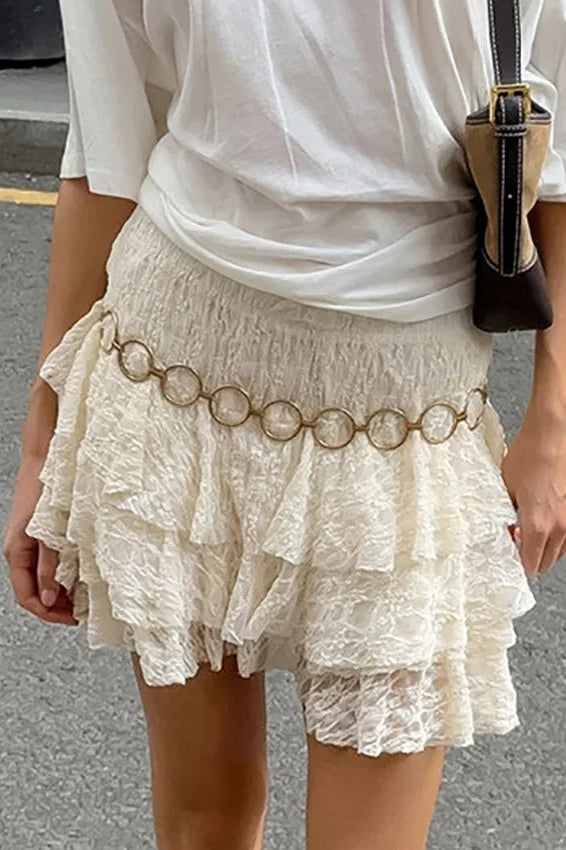 ZEYA - Mildred Tiered Lace Mini Skirt
