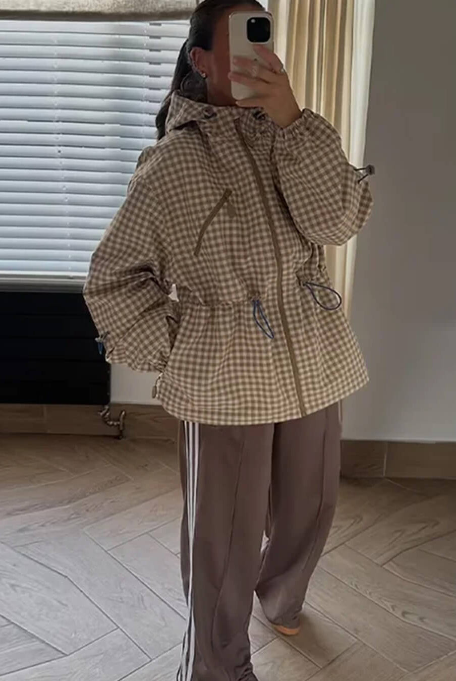 ZEYA - Miriam Plaid Hooded Trench Jacket