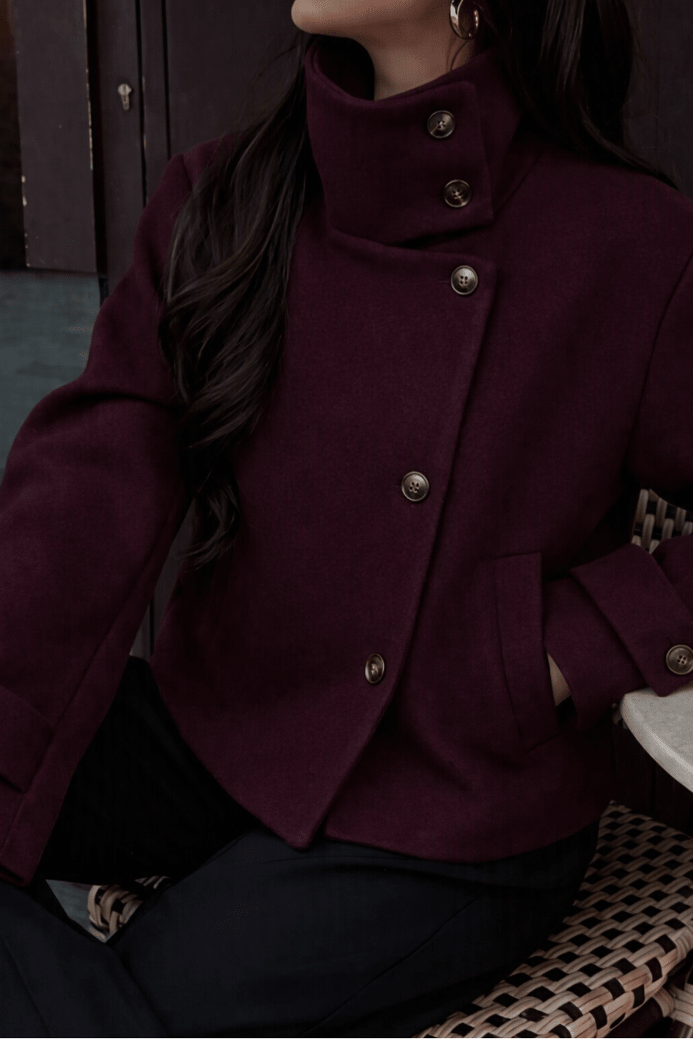 ZEYA - Monica Rose Buckle Stand Collar Coat