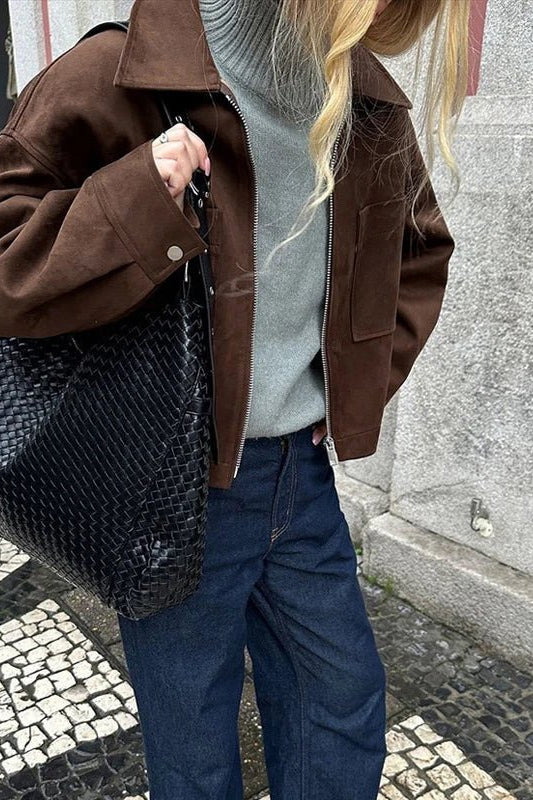ZEYA - Nada Suede Bomber Jacket