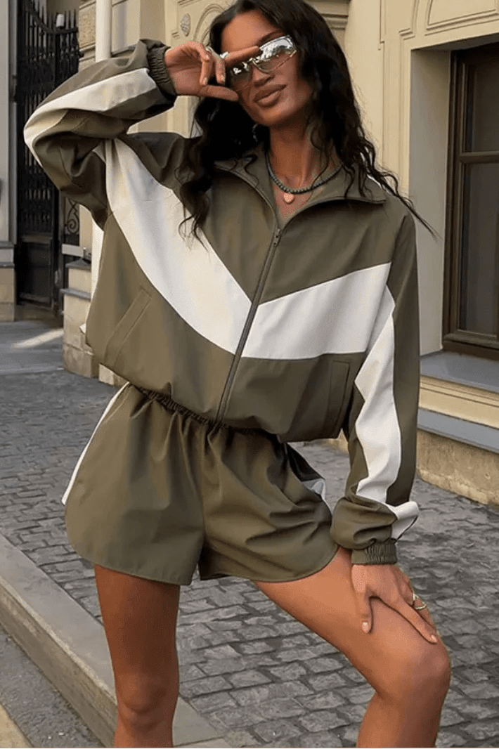 ZEYA - Nadia Colorblock Jacket and Shorts Sport Set