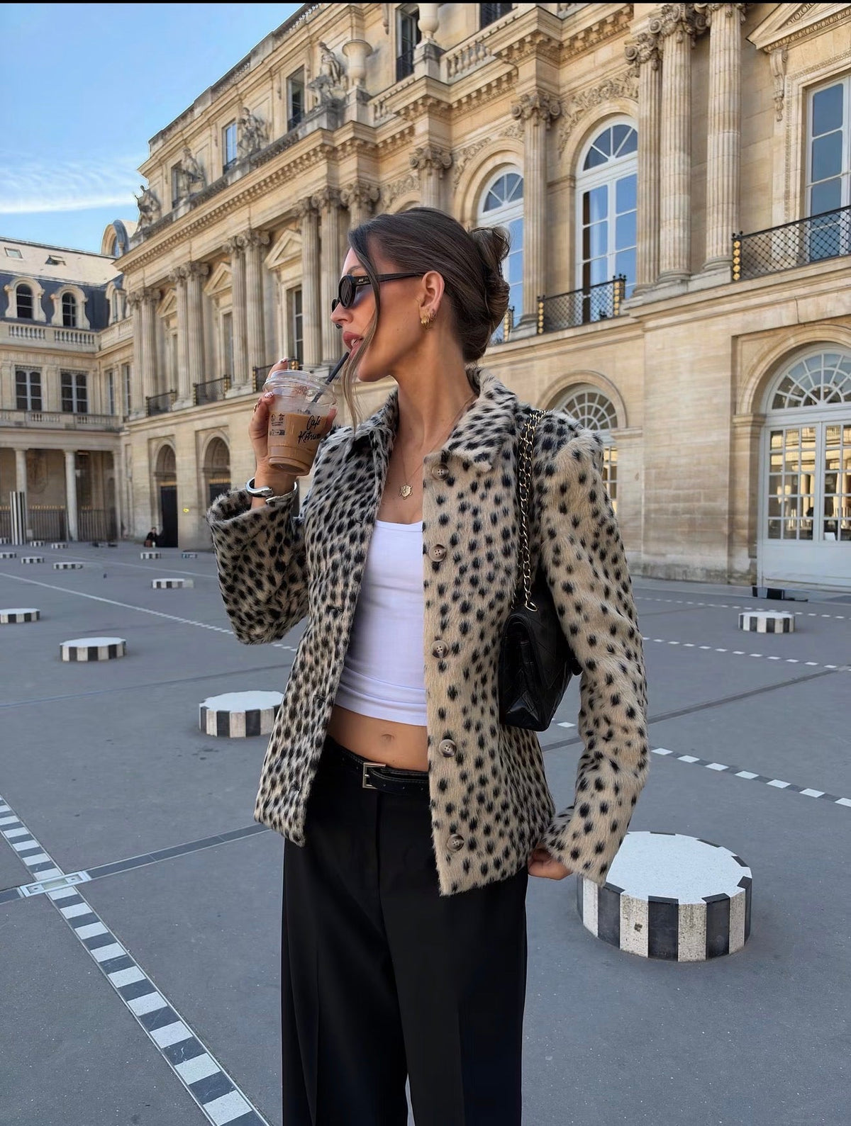 ZEYA - Natalie Leopard Faux Fur Lapel Coat