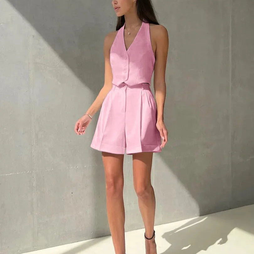 ZEYA - Nicole Tailored Halter Vest & Shorts Set