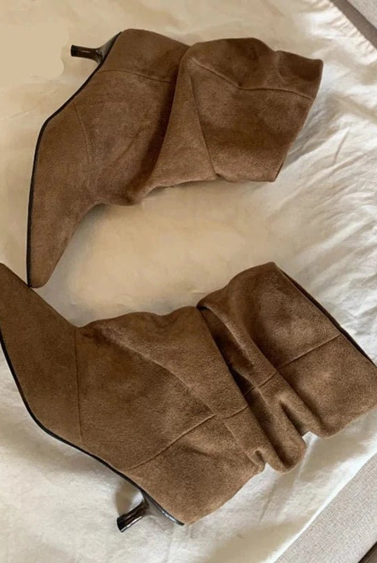 ZEYA - Nina Faux Suede Ruched Ankle Boots