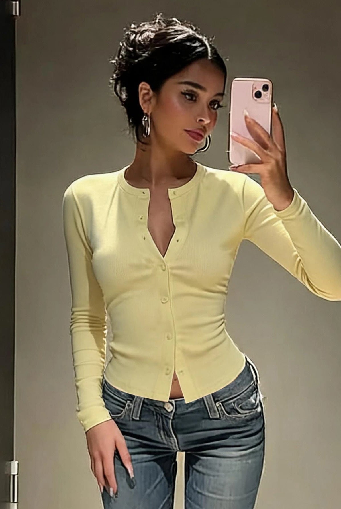 ZEYA - Nina Ribbed Knit Button-Front Top