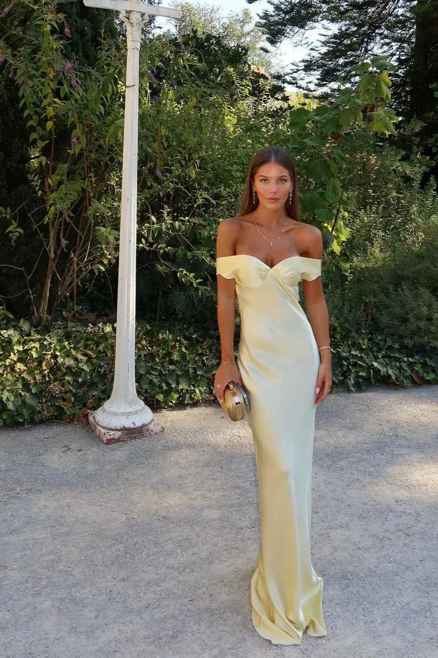 ZEYA - Ophelia Offshoulder Satin Maxi Dress