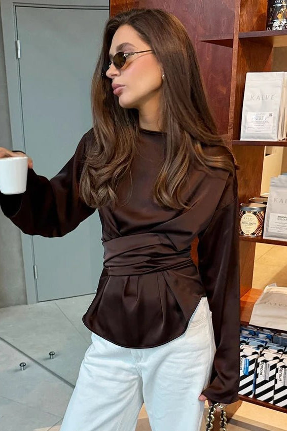 ZEYA - Penelope Tie Back Satin Blouse