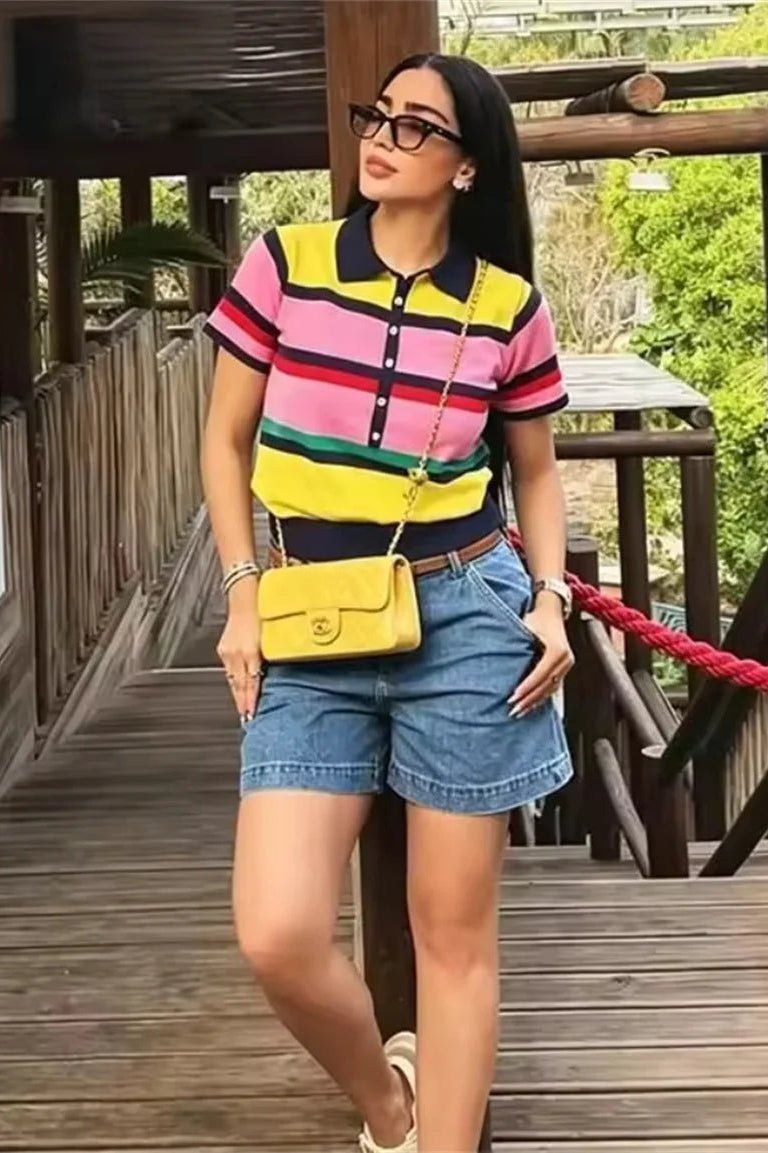 ZEYA - Rachel Colorblock Knit Polo Top
