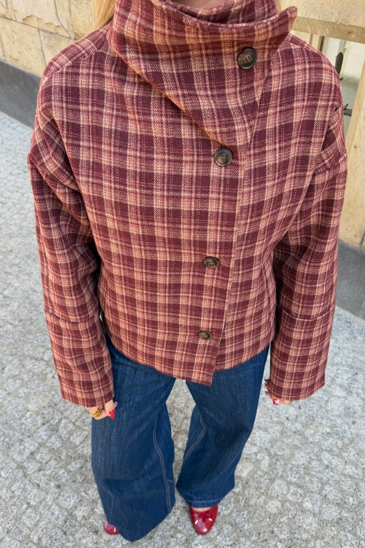 ZEYA - Rachel Plaid Stand Collar Coat