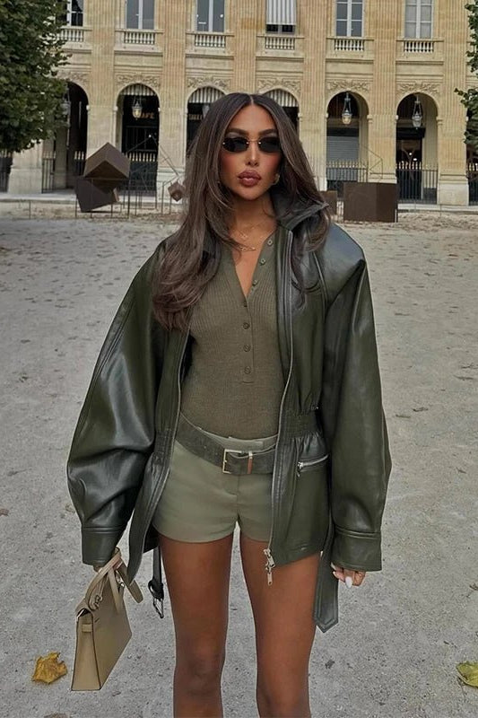 ZEYA - Rebecca Belted Leather Jacket