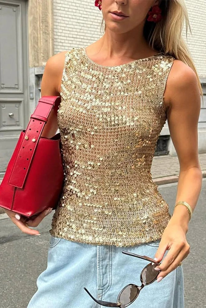 ZEYA - Ria Sequin Crochet Tank Top
