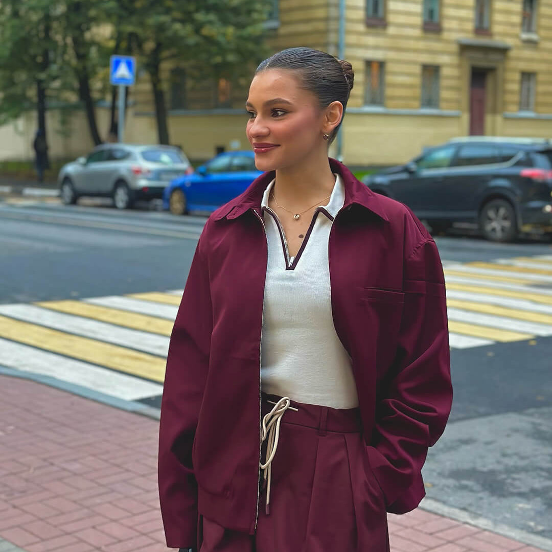 ZEYA - Riley Burgundy Bomber Jacket